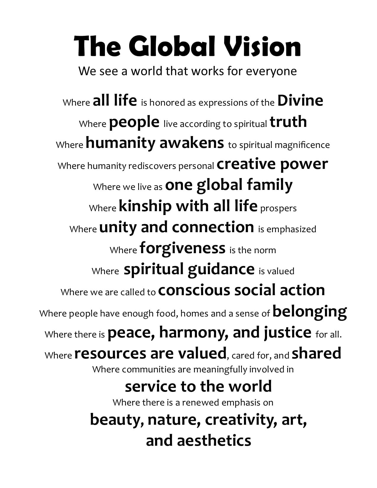 The Global Vision Center for Spiritual Living Santa Rosa